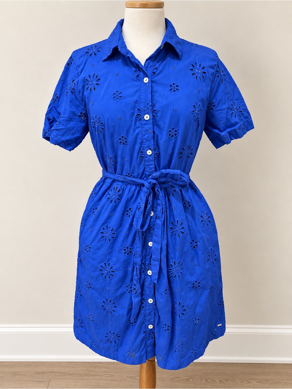 Women’s Eyelet Shirt Dress in Cobalt Blue